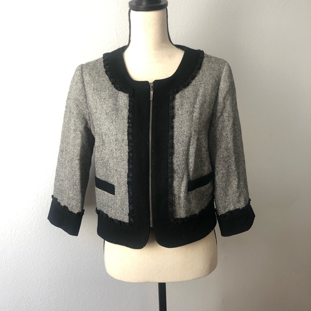 Tweed zip front jacket
